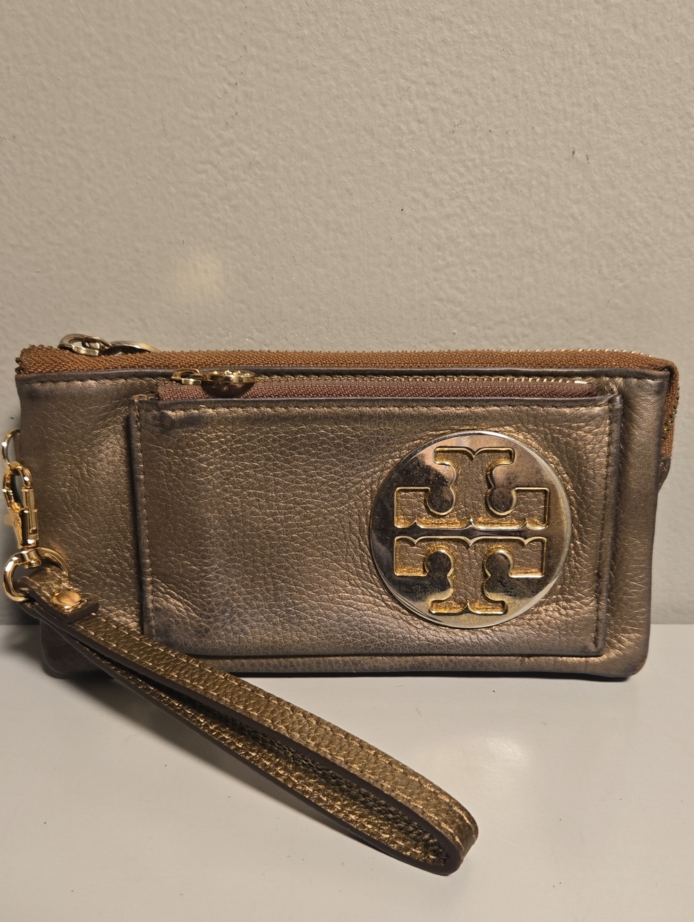 Tory Burch Metallic Gold Leather Wristlet